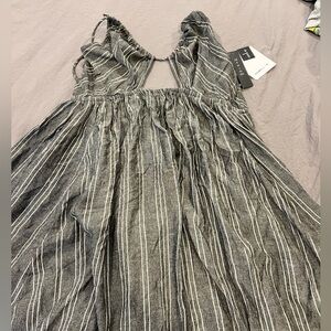 O'Neill Black and White Striped Swim Coverup